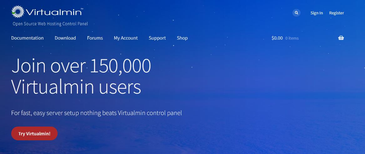 virtualmin open source web hosting control panel